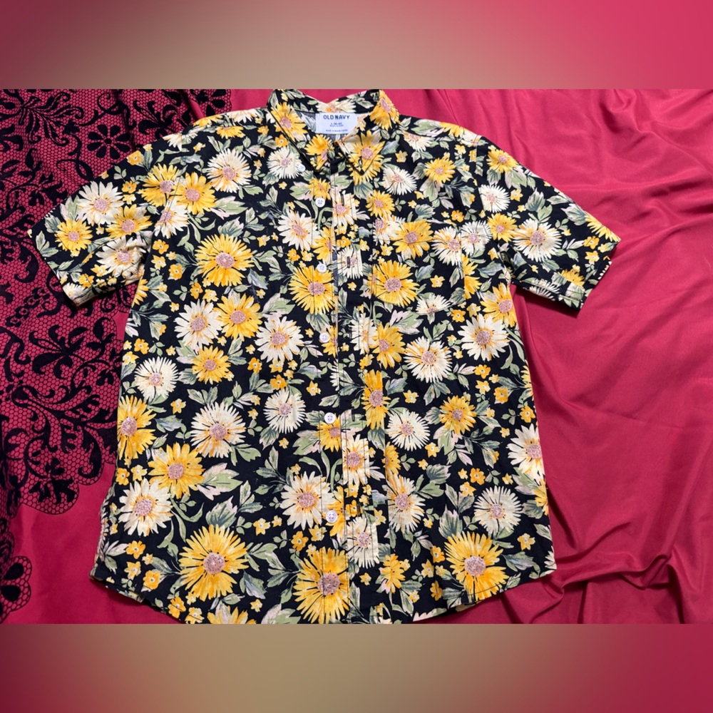 Kids Floral Sunflower Shorts - Black & Yellow